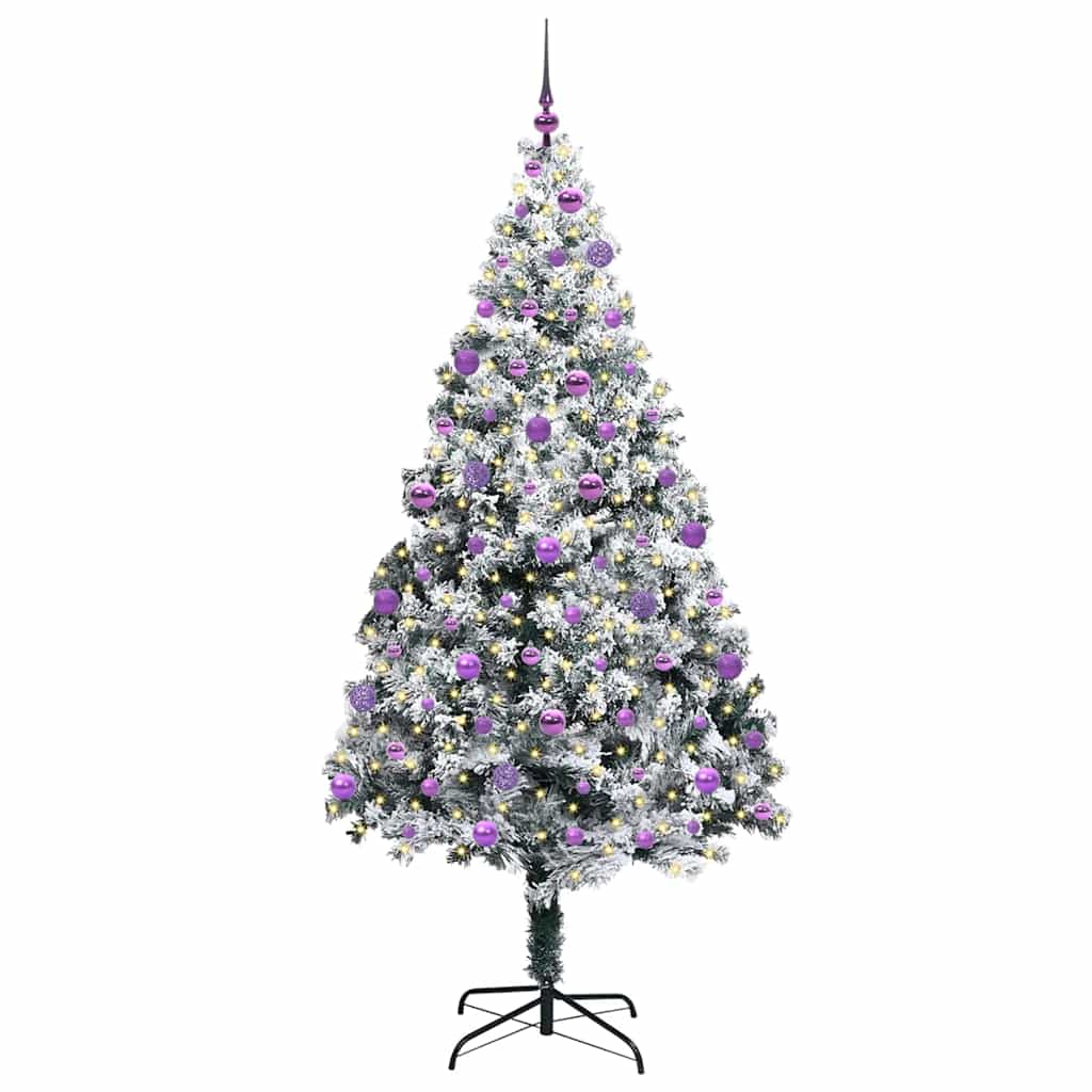 Kunstigt juletræ med stativ Hvid 210 cm PVC og Stål og Plastik