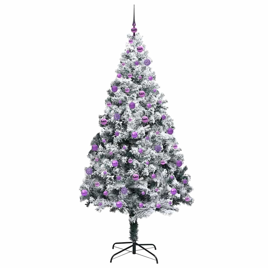Kunstigt juletræ med stativ Hvid 210 cm PVC og Stål og Plastik