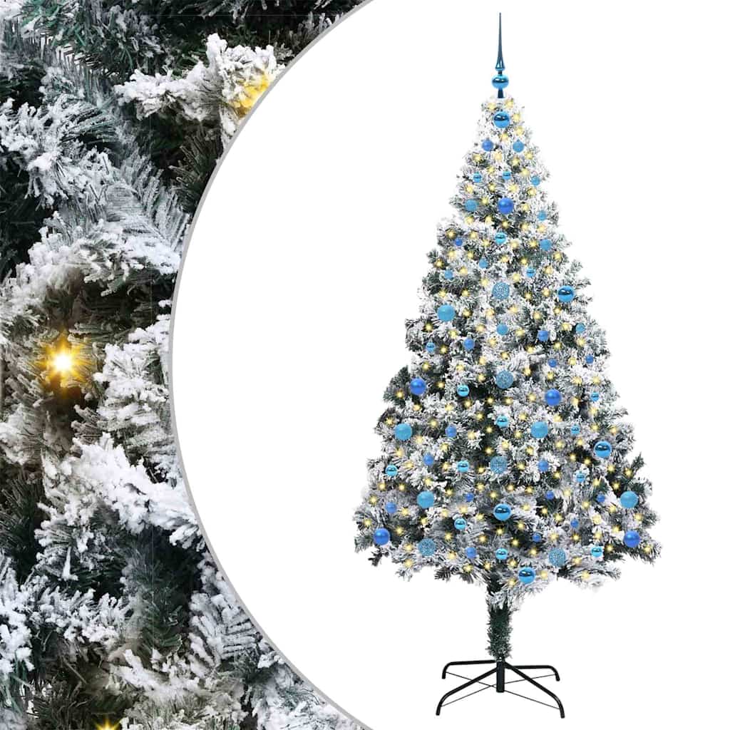 Kunstigt juletræ med stativ Hvid 210 cm PVC og Stål og Plastik