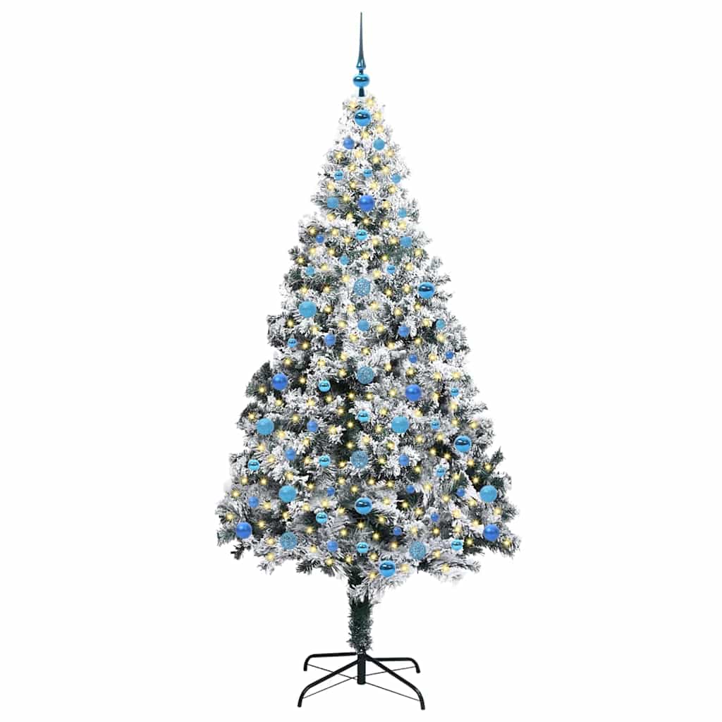 Kunstigt juletræ med stativ Hvid 210 cm PVC og Stål og Plastik