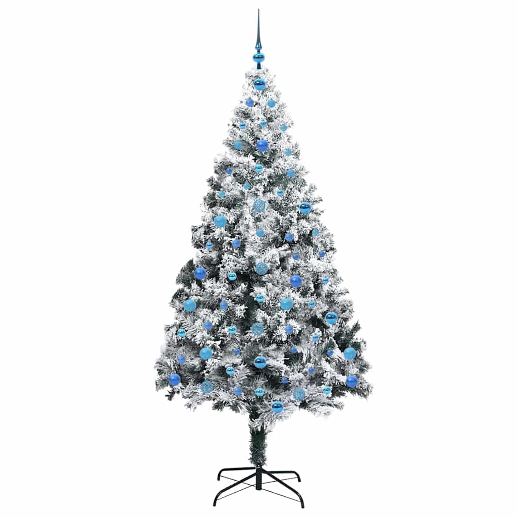 Kunstigt juletræ med stativ Hvid 210 cm PVC og Stål og Plastik