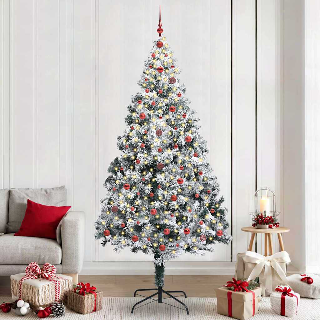 Kunstigt juletræ med stativ Hvid 240 cm PVC og Stål og Plastik