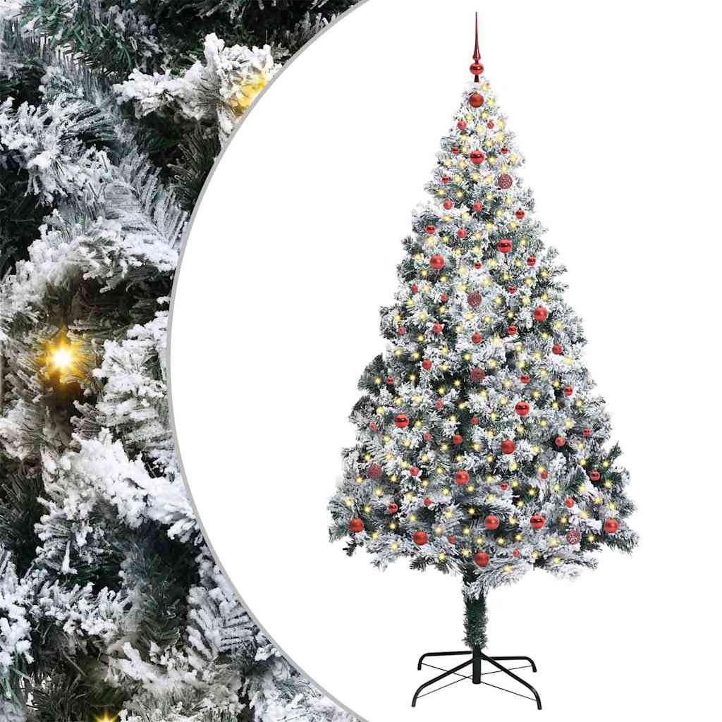 Kunstigt juletræ med stativ Hvid 240 cm PVC og Stål og Plastik