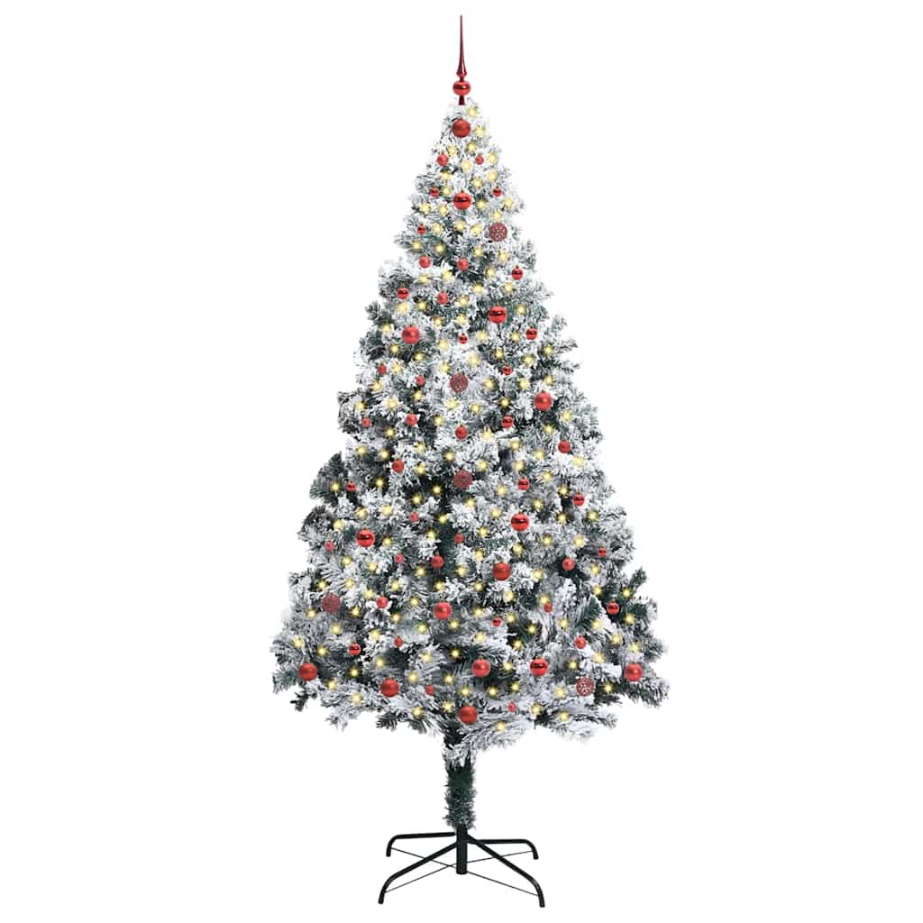 Kunstigt juletræ med stativ Hvid 240 cm PVC og Stål og Plastik