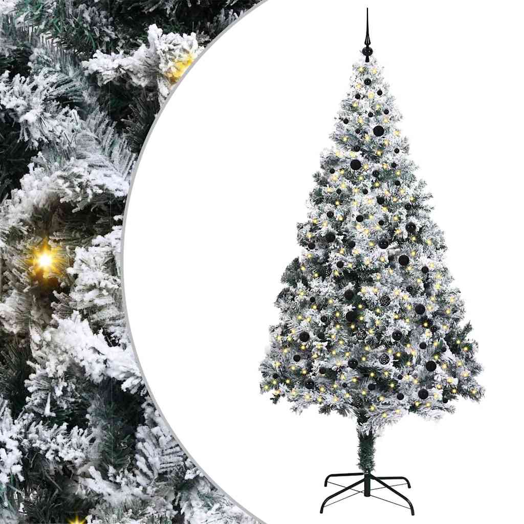 Kunstigt juletræ med stativ Hvid 240 cm PVC og Stål og Plastik