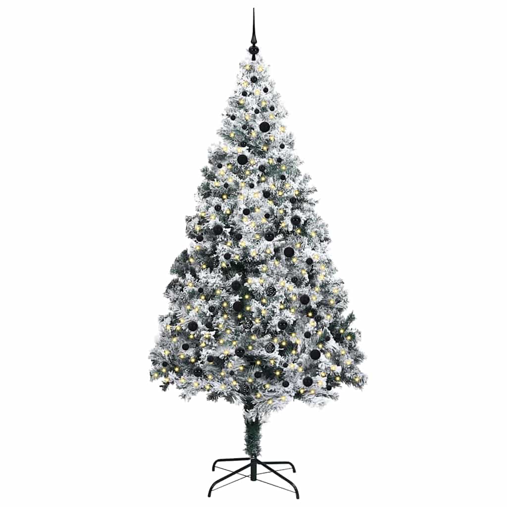 Kunstigt juletræ med stativ Hvid 240 cm PVC og Stål og Plastik