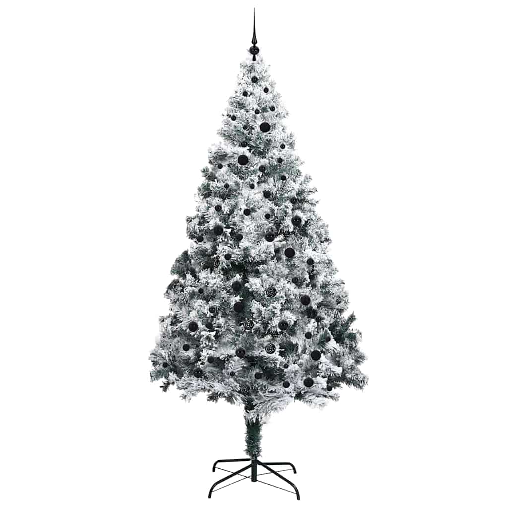 Kunstigt juletræ med stativ Hvid 240 cm PVC og Stål og Plastik