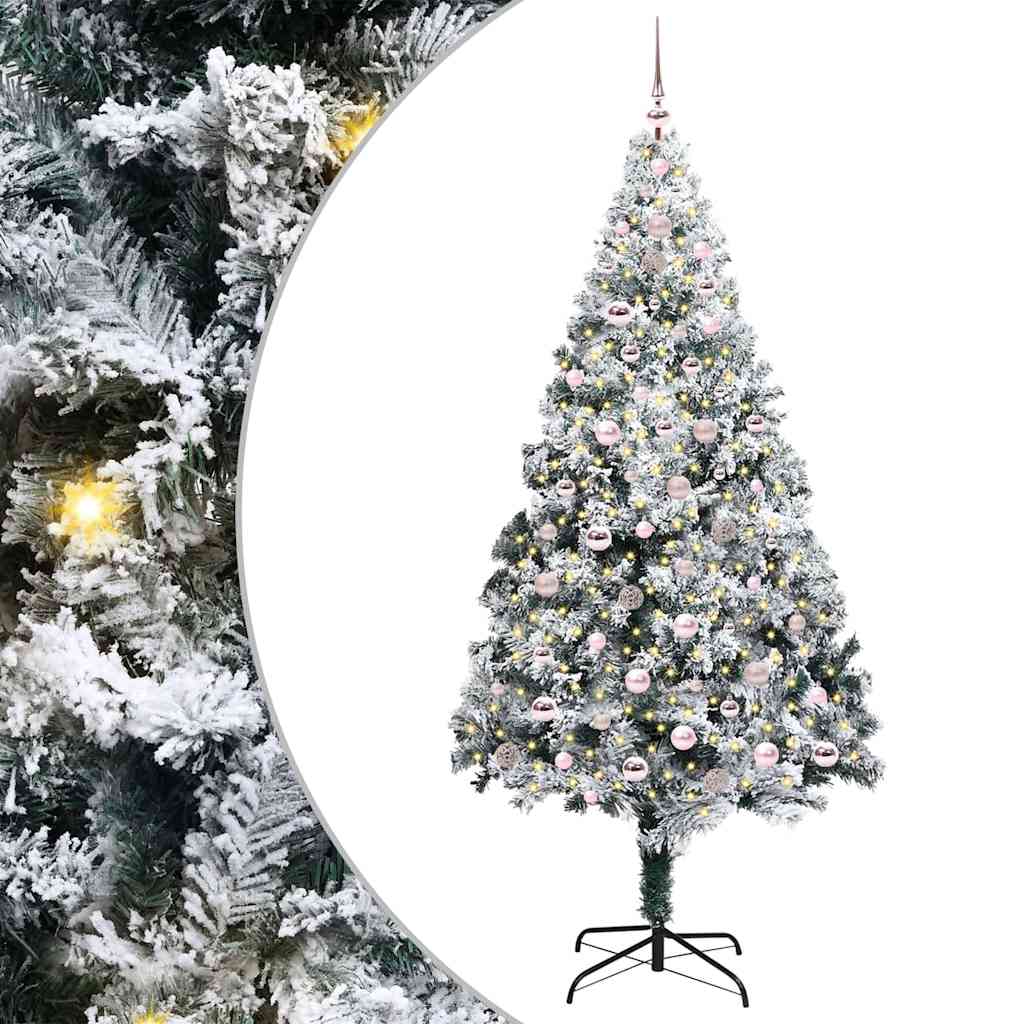 Kunstigt juletræ med stativ Hvid 240 cm PVC og Stål og Plastik