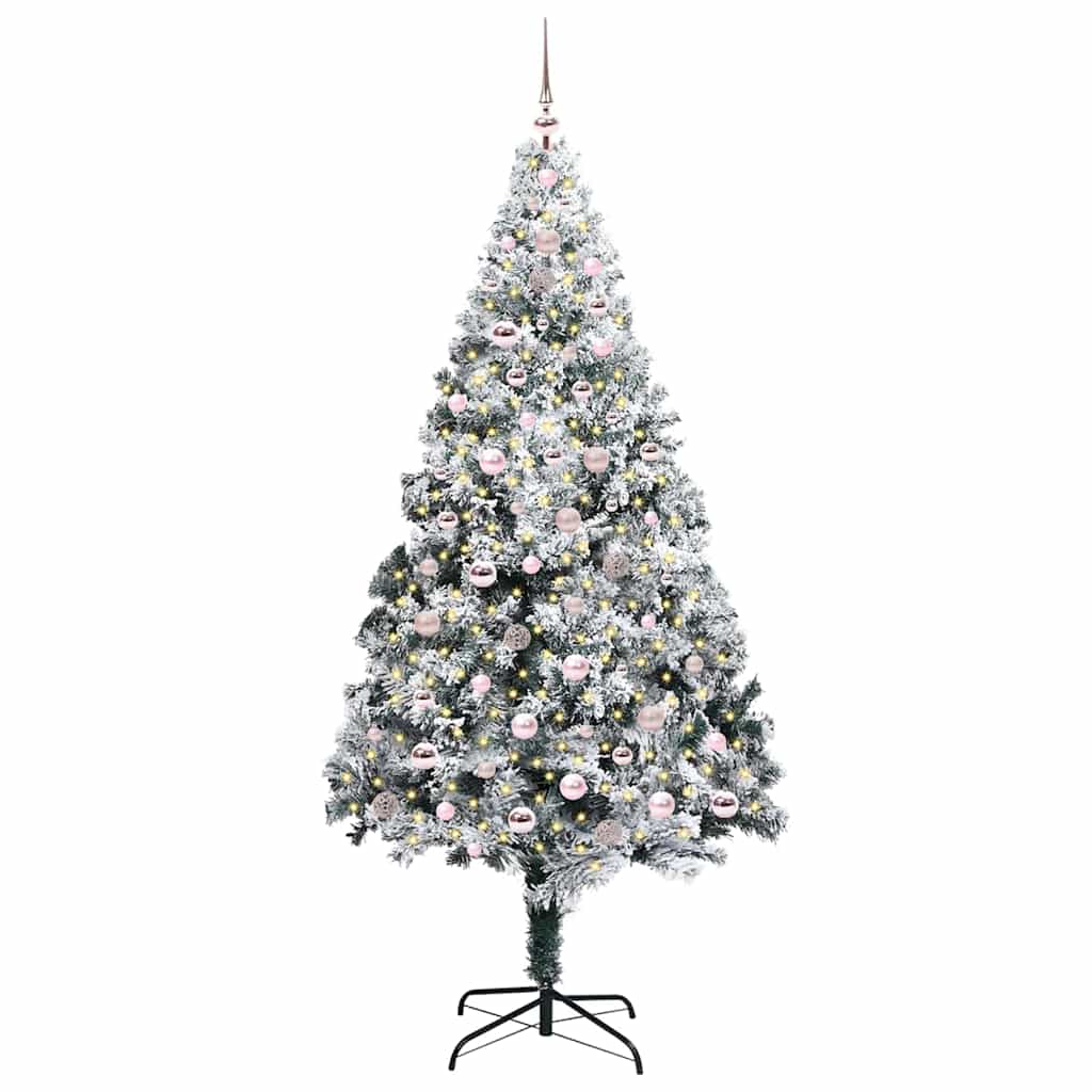 Kunstigt juletræ med stativ Hvid 240 cm PVC og Stål og Plastik
