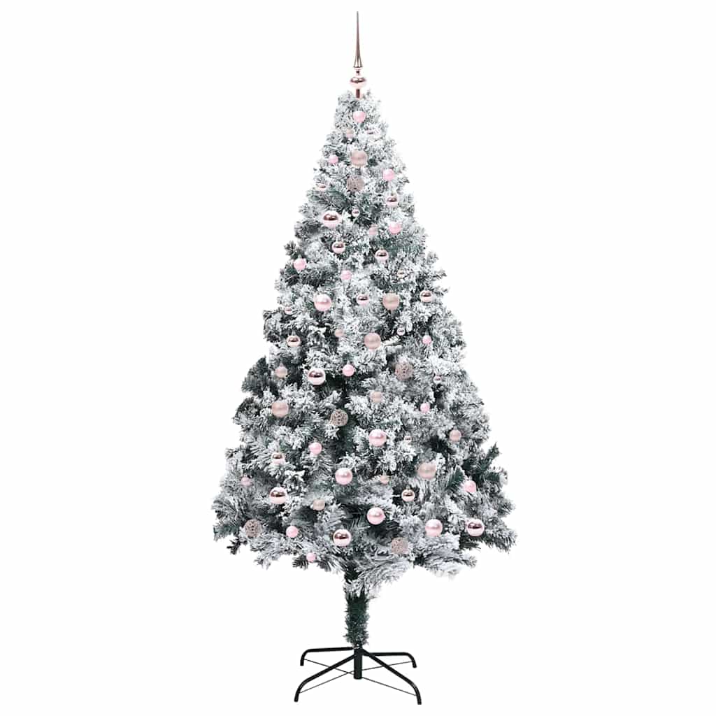 Kunstigt juletræ med stativ Hvid 240 cm PVC og Stål og Plastik