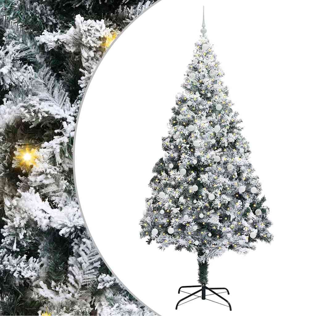 Kunstigt juletræ med stativ Hvid 240 cm PVC og Stål og Plastik
