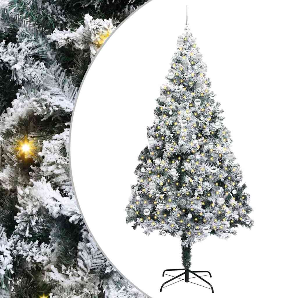 Kunstigt juletræ med stativ Hvid 240 cm PVC og Stål og Plastik