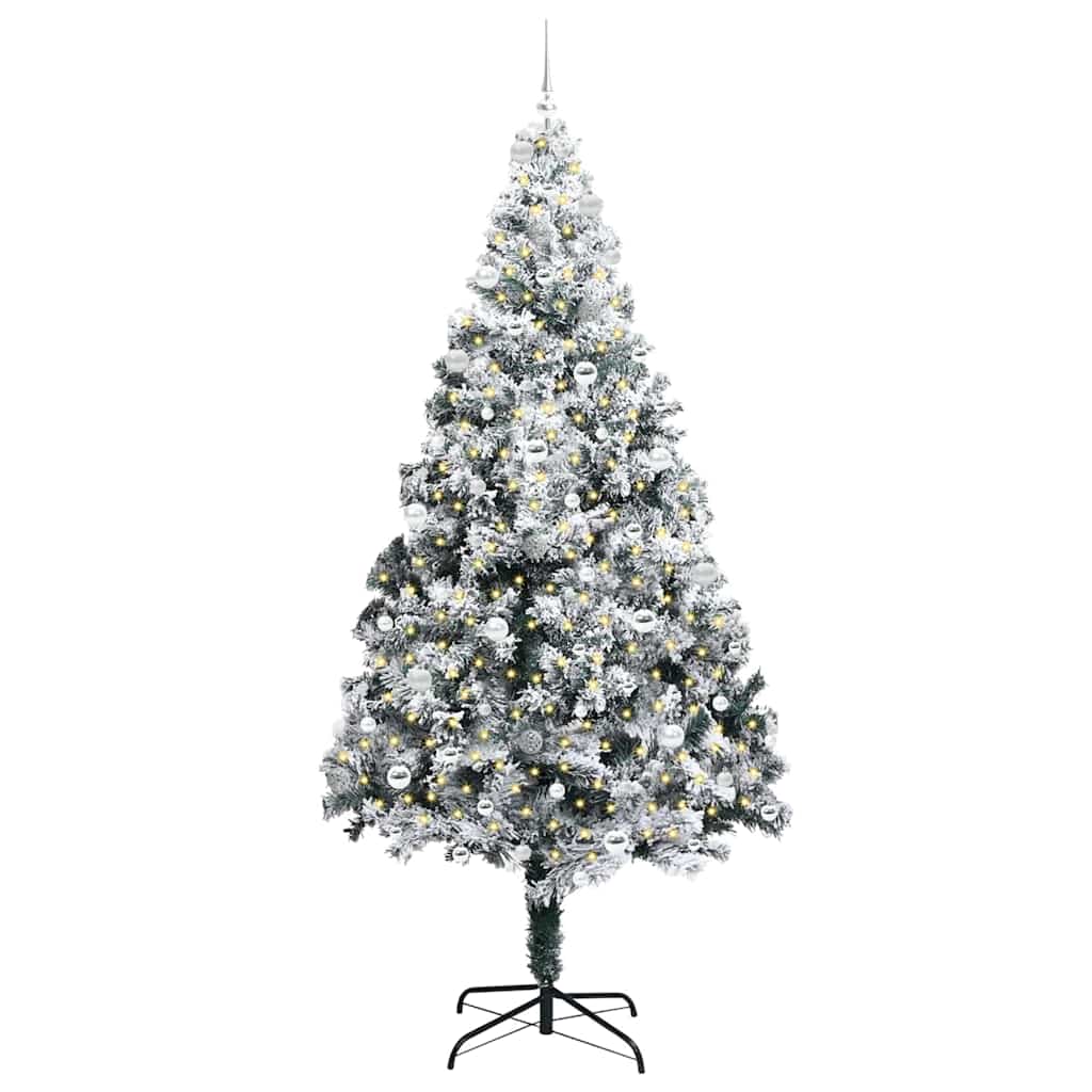 Kunstigt juletræ med stativ Hvid 240 cm PVC og Stål og Plastik