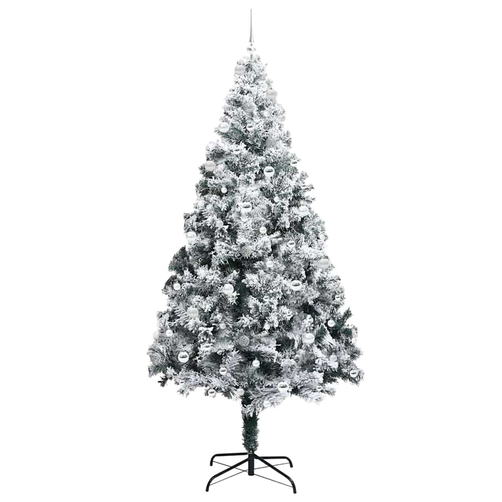 Kunstigt juletræ med stativ Hvid 240 cm PVC og Stål og Plastik