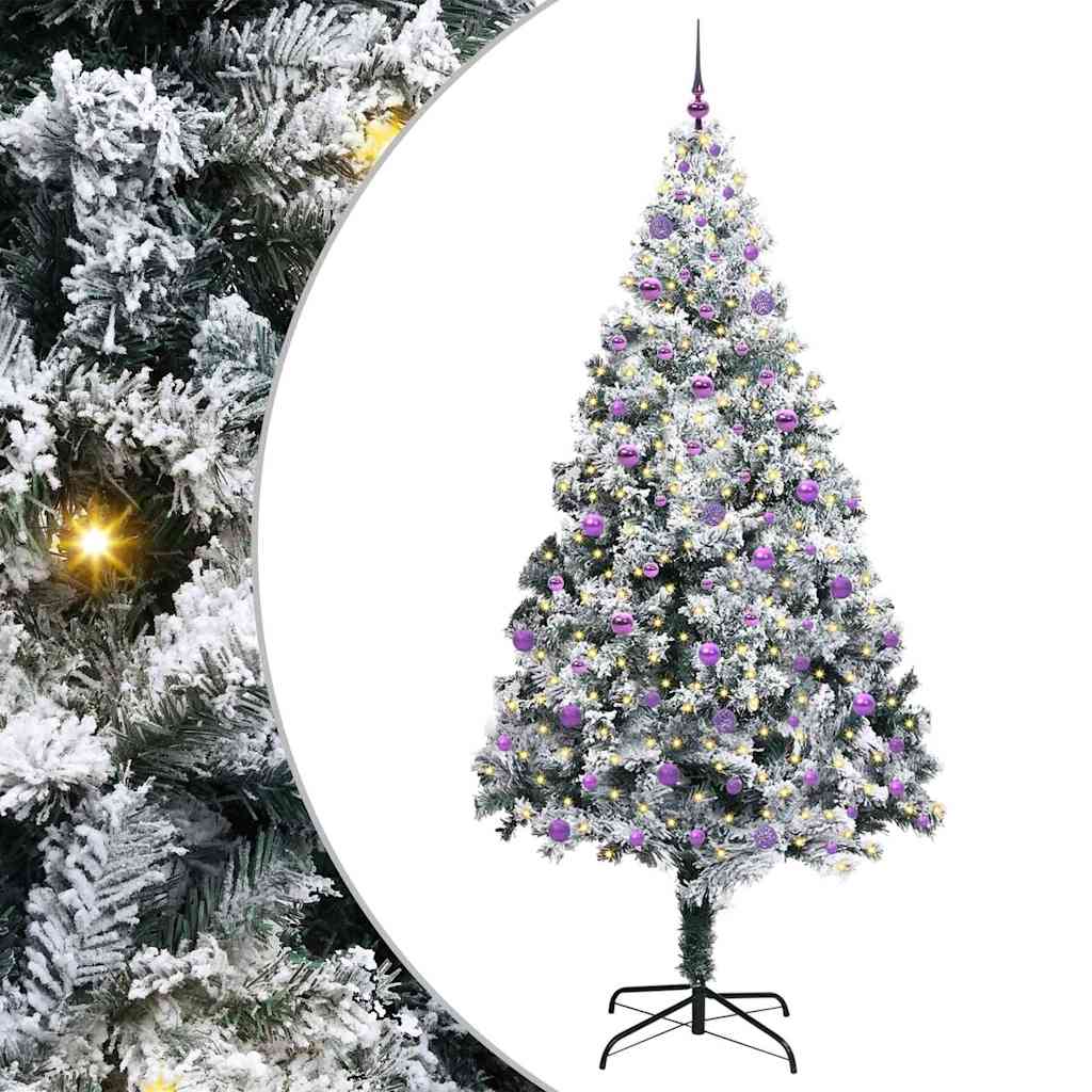 Kunstigt juletræ med stativ Hvid 240 cm PVC og Stål og Plastik