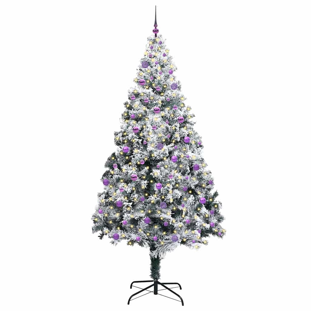 Kunstigt juletræ med stativ Hvid 240 cm PVC og Stål og Plastik