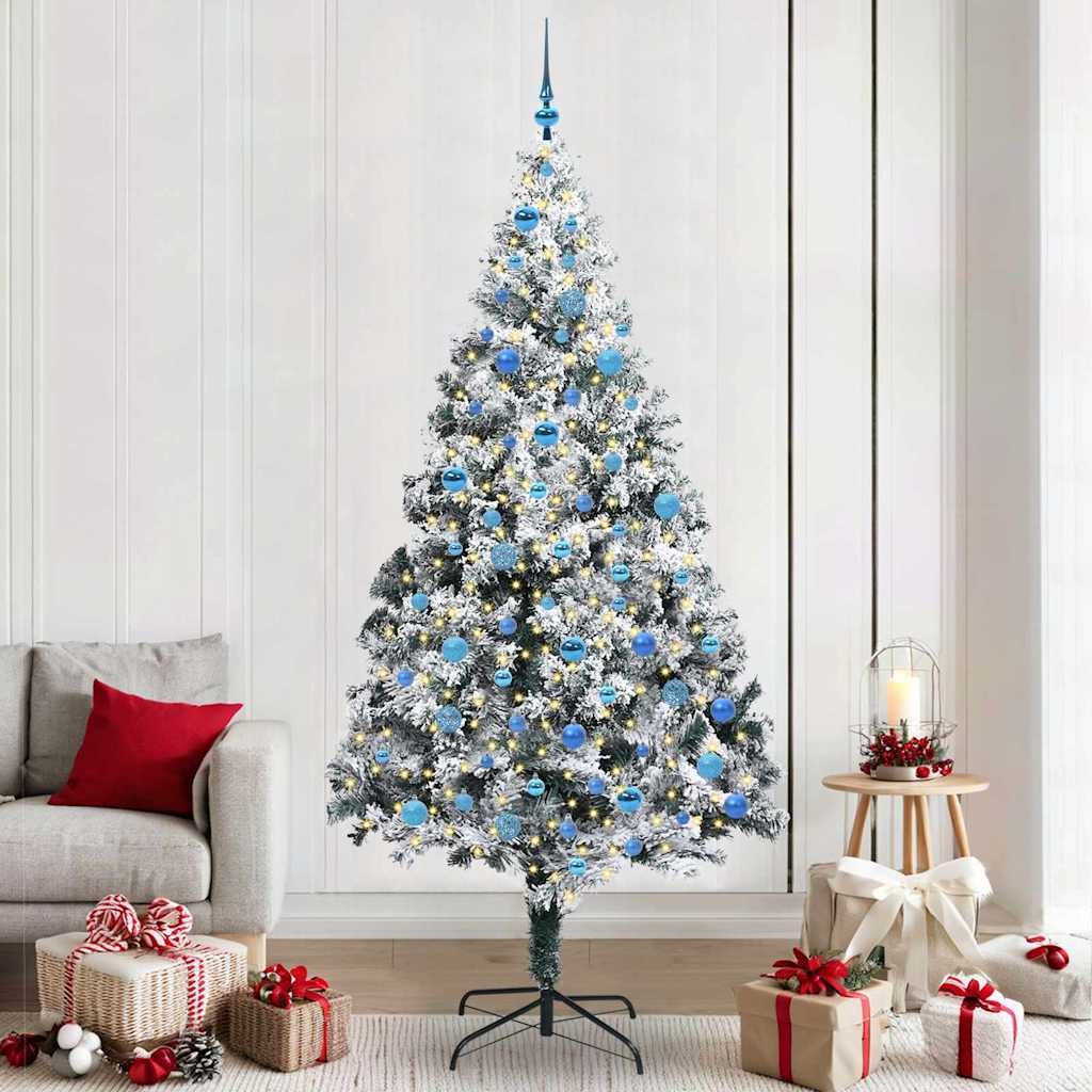 Kunstigt juletræ med stativ Hvid 240 cm PVC og Stål og Plastik