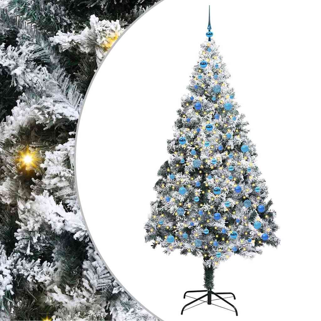 Kunstigt juletræ med stativ Hvid 240 cm PVC og Stål og Plastik