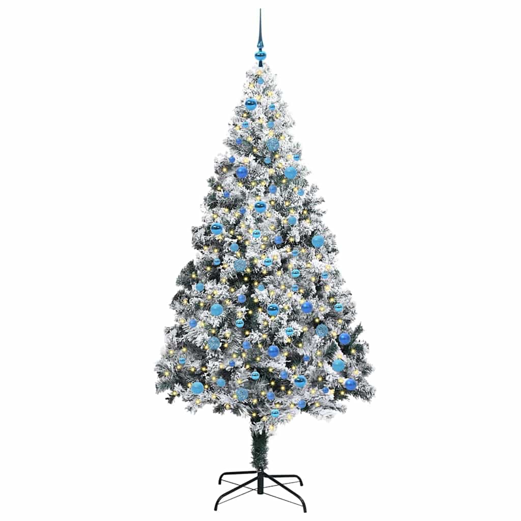 Kunstigt juletræ med stativ Hvid 240 cm PVC og Stål og Plastik