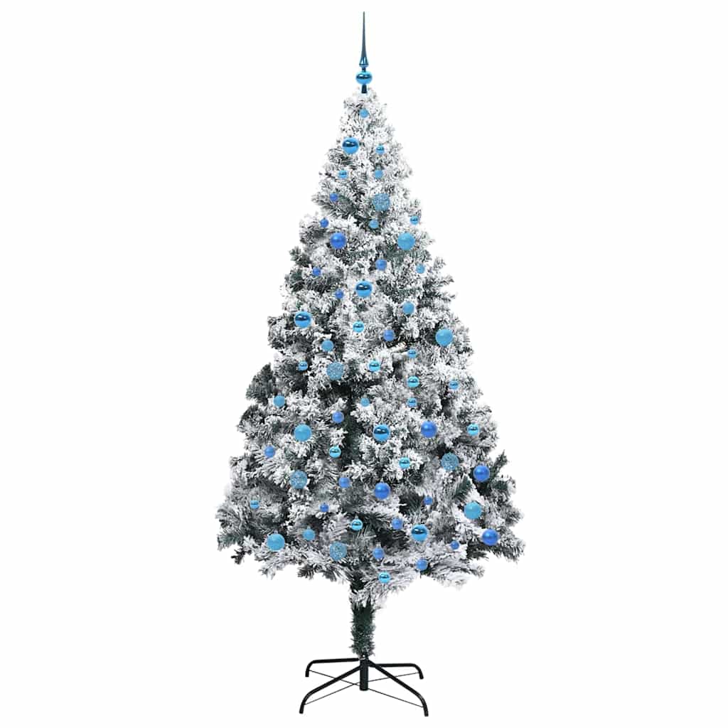 Kunstigt juletræ med stativ Hvid 240 cm PVC og Stål og Plastik