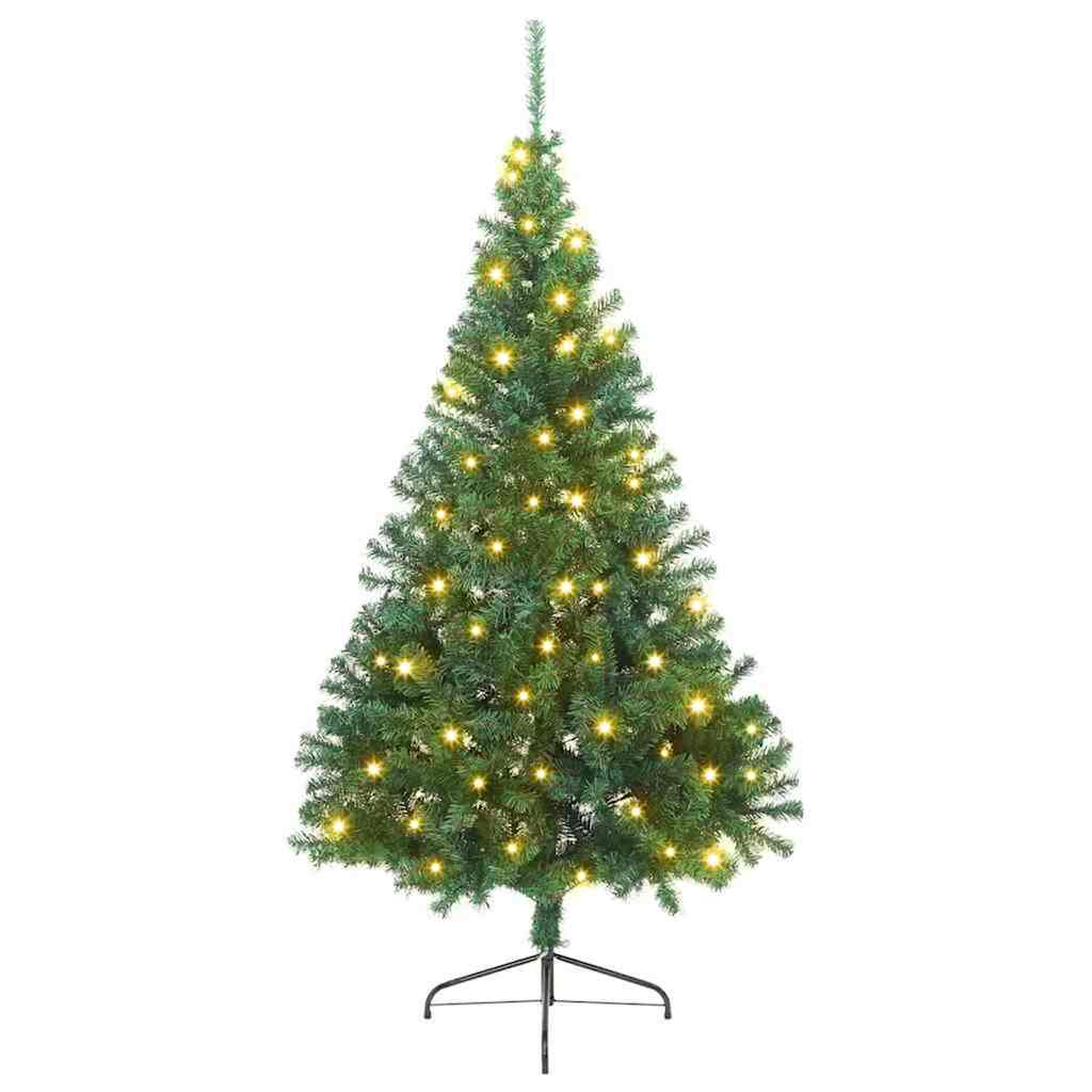 Kunstig Forbelyst Juletræ med 300 LED'er Grøn 180 cm PVC