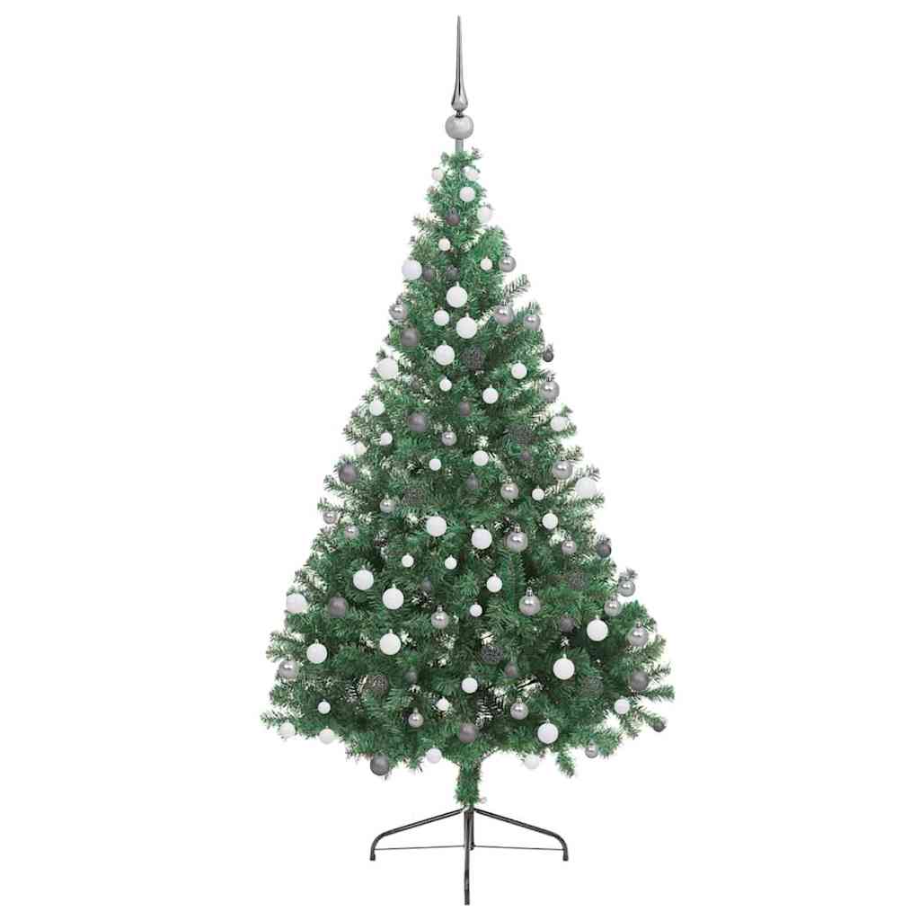 Kunstig Forbelyst Juletræ med 300 LED'er Grøn 210 cm PVC