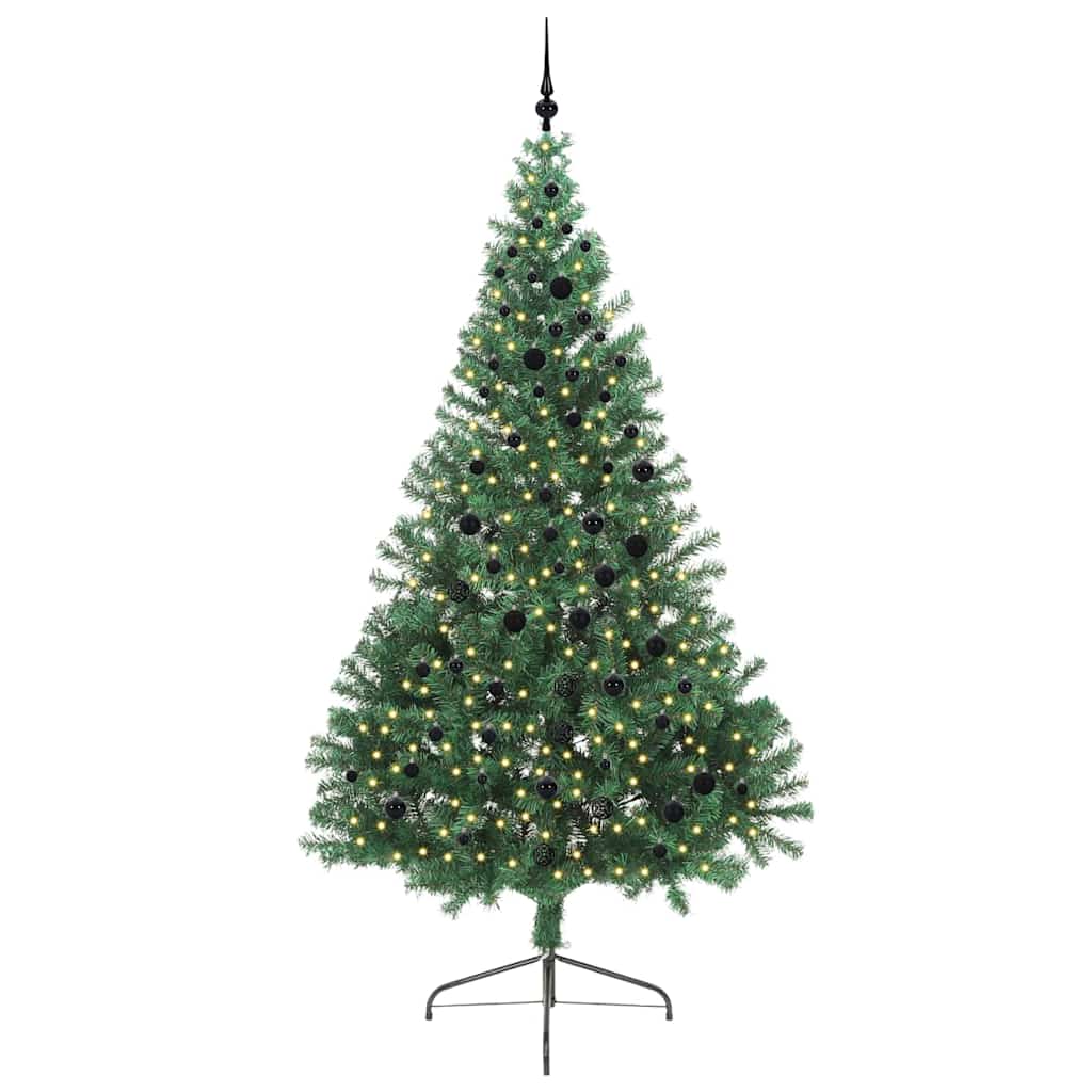 Kunstig Forbelyst Juletræ med 300 LED'er Grøn 240 cm PVC