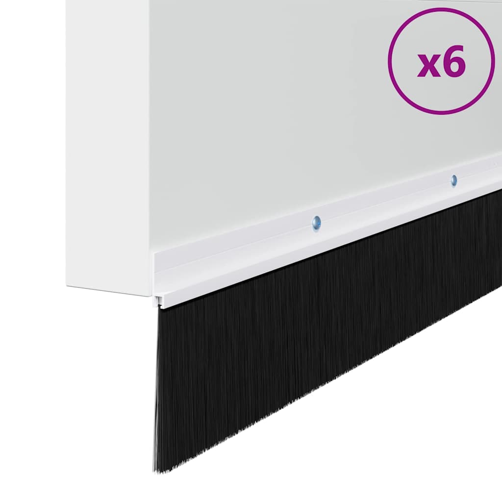 Skruemonterede dørbørste tætninger 6 pcs Hvid 100 cm