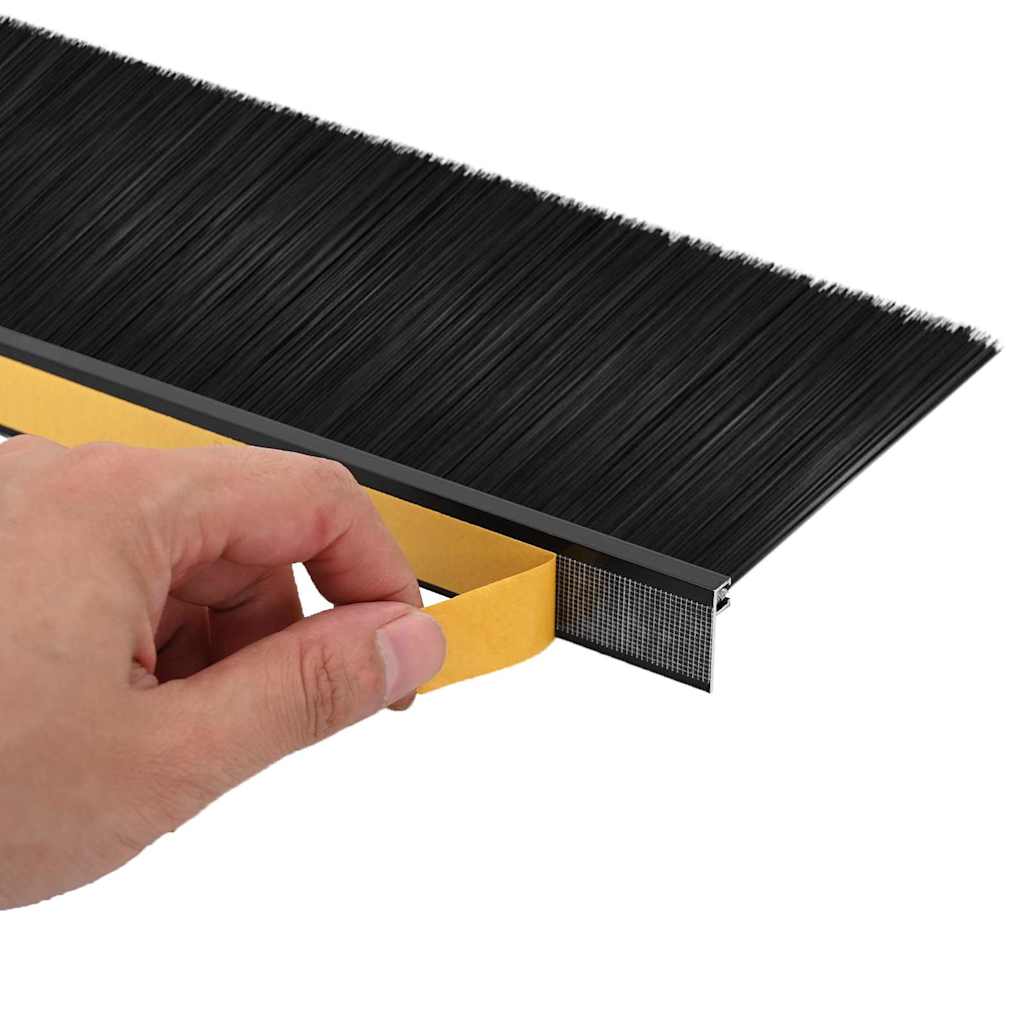 Selvklæbende dørbørstetætninger 12 pcs Sort 100 cm