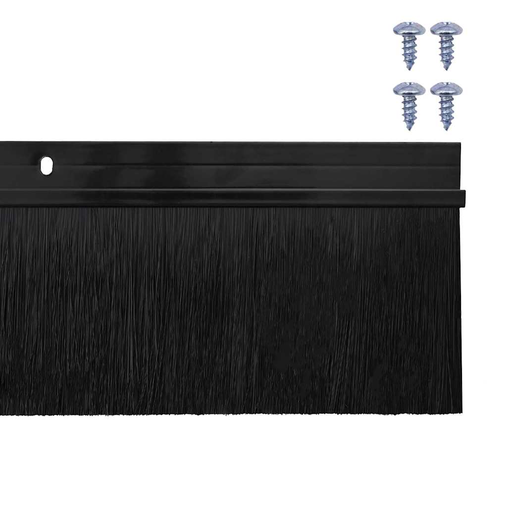 Skruemonterede dørbørste tætninger 2 pcs Sort 100 cm