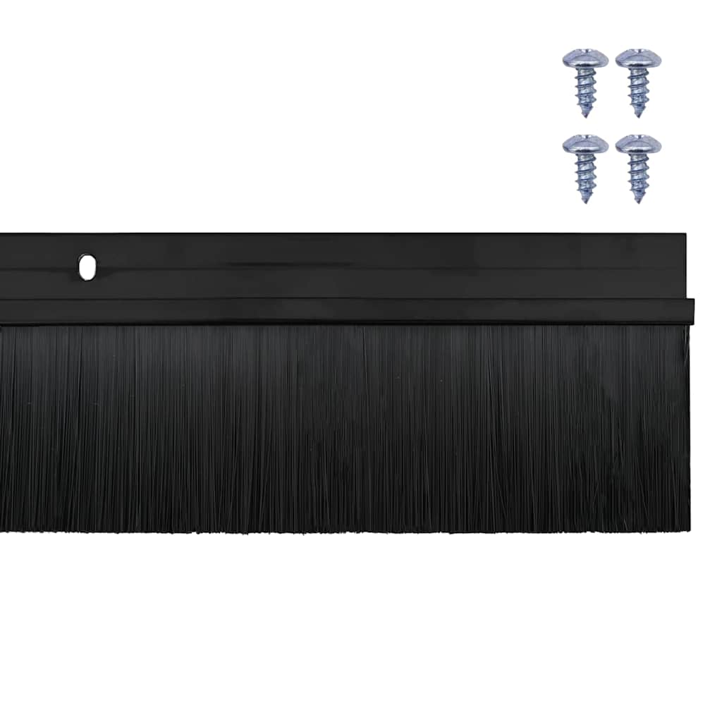 Skruemonterede dørbørste tætninger 6 pcs Sort 100 cm
