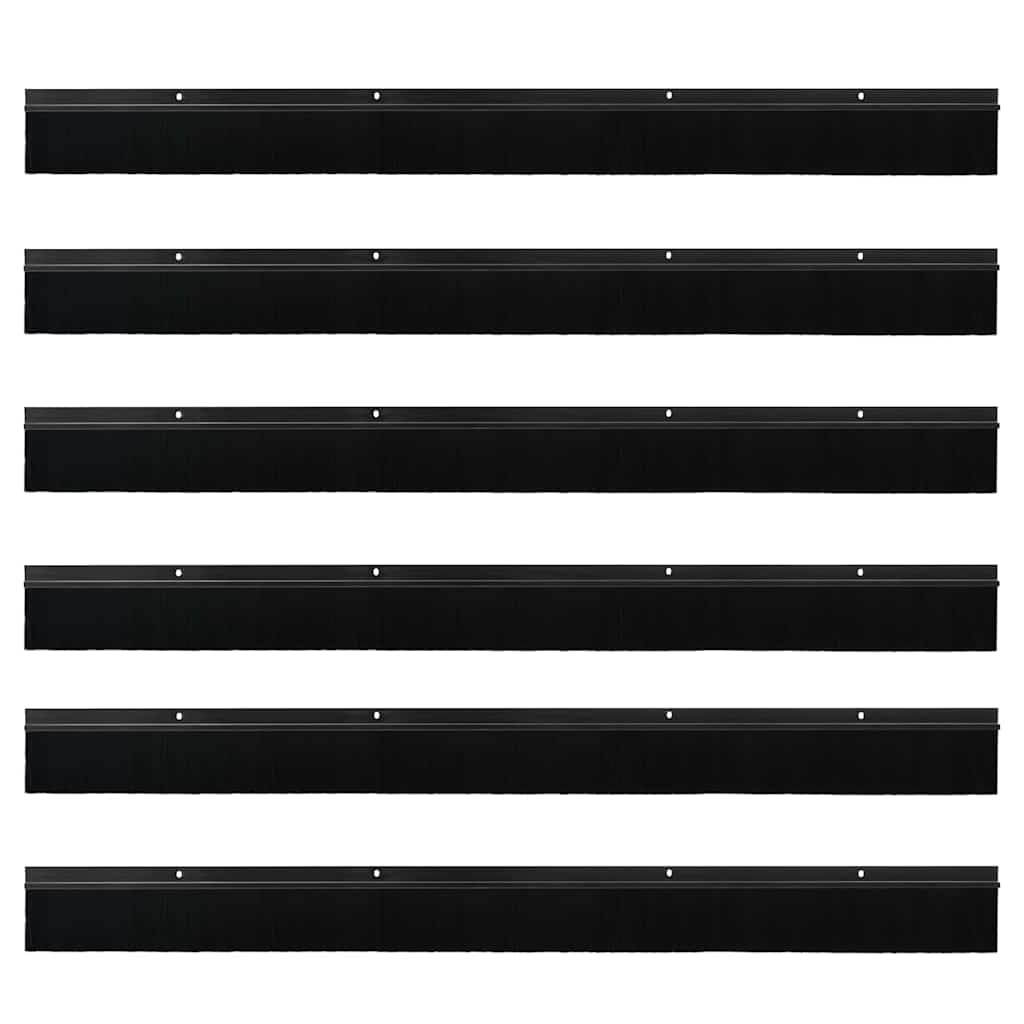 Skruemonterede dørbørste tætninger 6 pcs Sort 100 cm