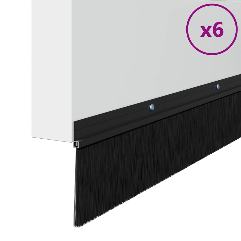 Skruemonterede dørbørste tætninger 6 pcs Sort 100 cm