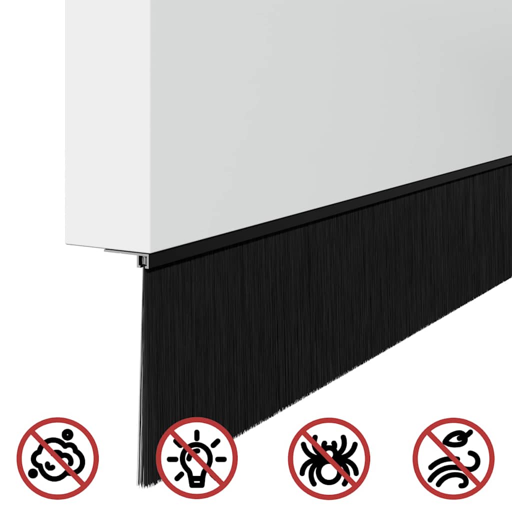 Skruemonterede dørbørste tætninger 12 pcs Sort 100 cm