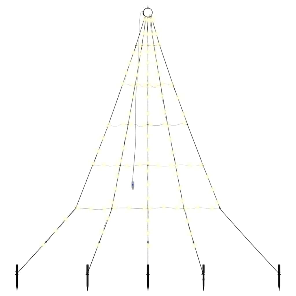 LED Juletræ med jordsøjler med jordspyd Varm hvid 182 cm Metal