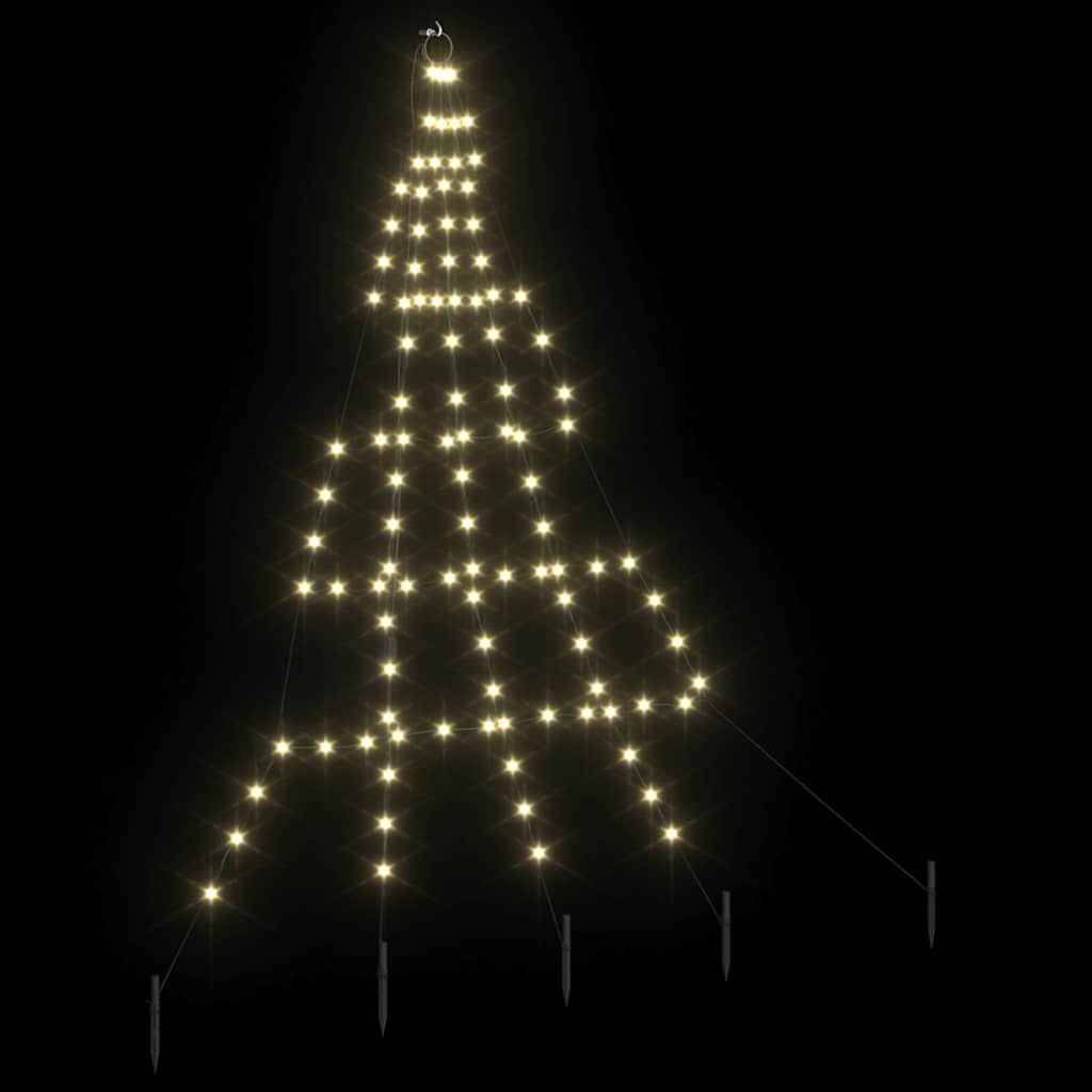 LED Juletræ med jordsøjler med jordspyd Varm hvid 182 cm Metal