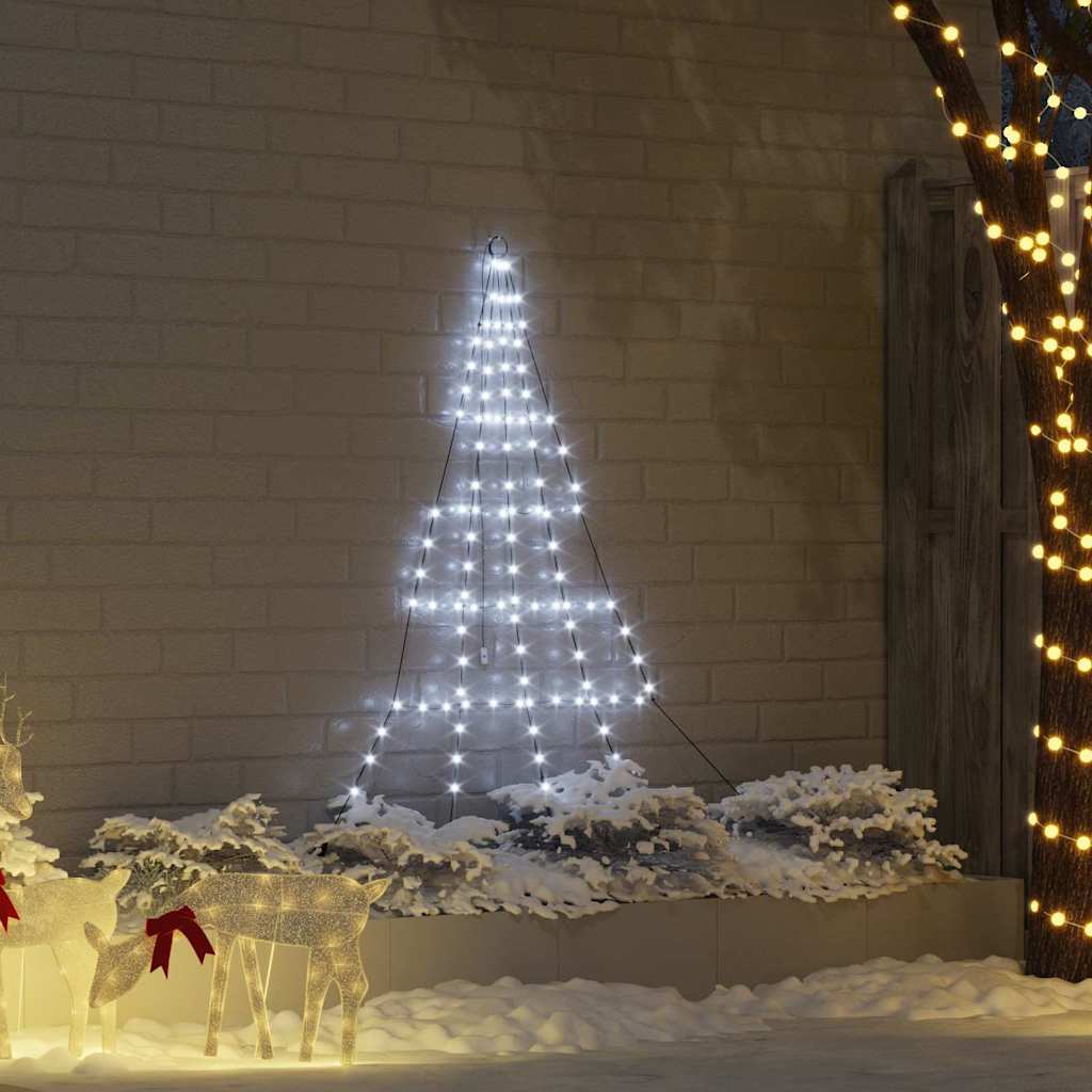 LED Juletræ med jordsøjler med jordspyd Kold hvid 182 cm Metal