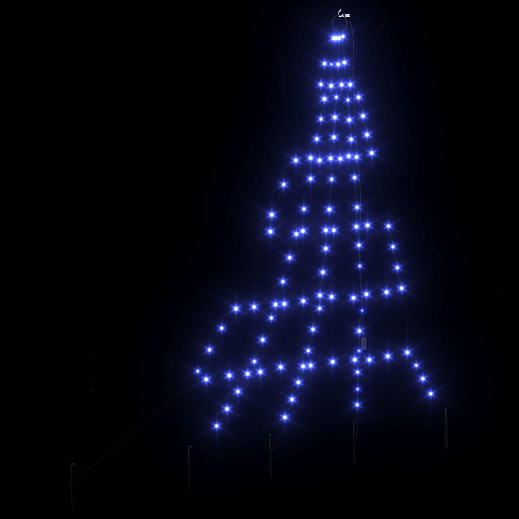 LED Juletræ med jordsøjler med 112 LED'er Blå 182 cm Metal