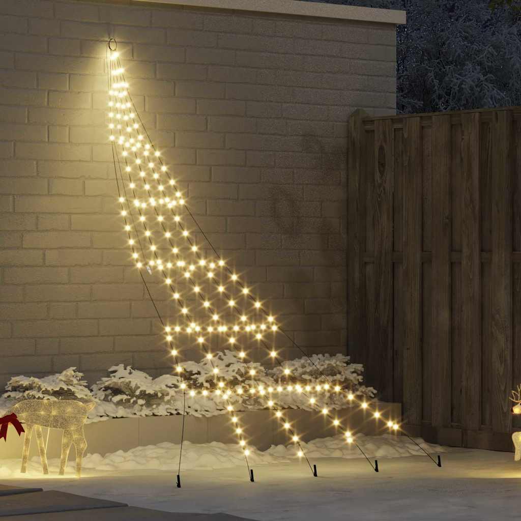 LED Juletræ med jordsøjler med jordspyd Varm hvid 306 cm Metal
