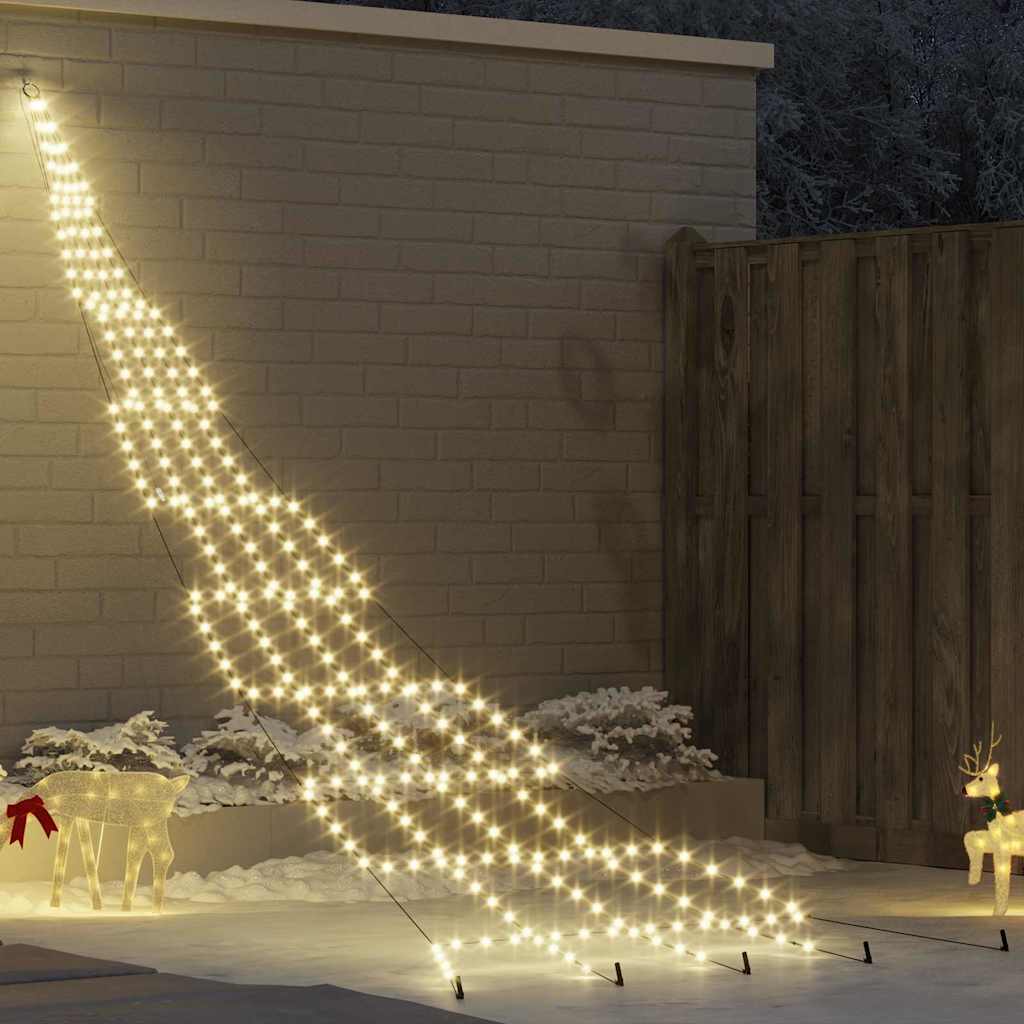 LED Juletræ med jordsøjler med jordspyd Varm hvid 511 cm Metal