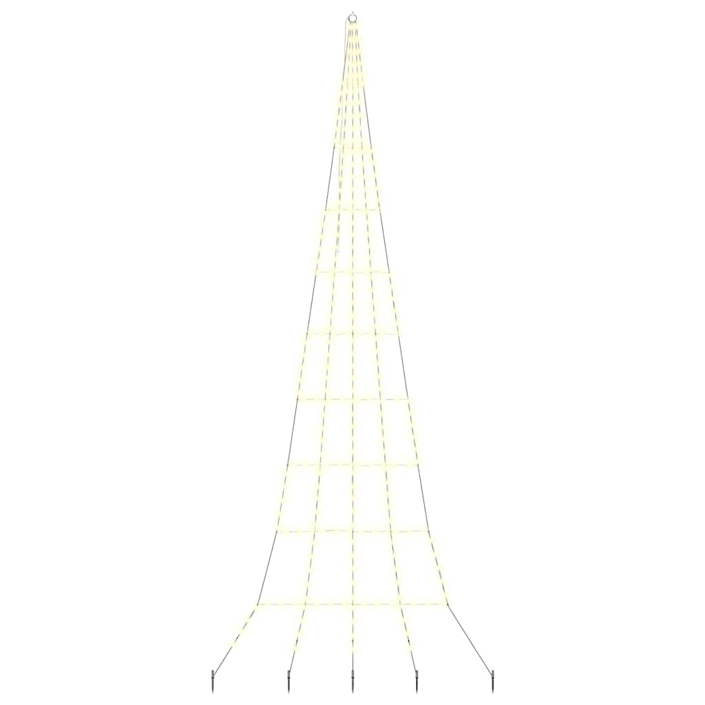 LED Juletræ med jordsøjler med jordspyd Varm hvid 511 cm Metal