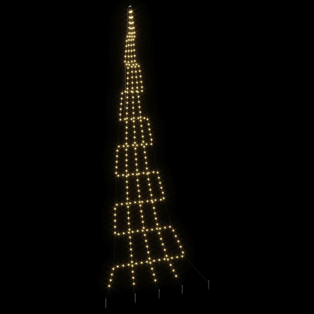LED Juletræ med jordsøjler med jordspyd Varm hvid 511 cm Metal