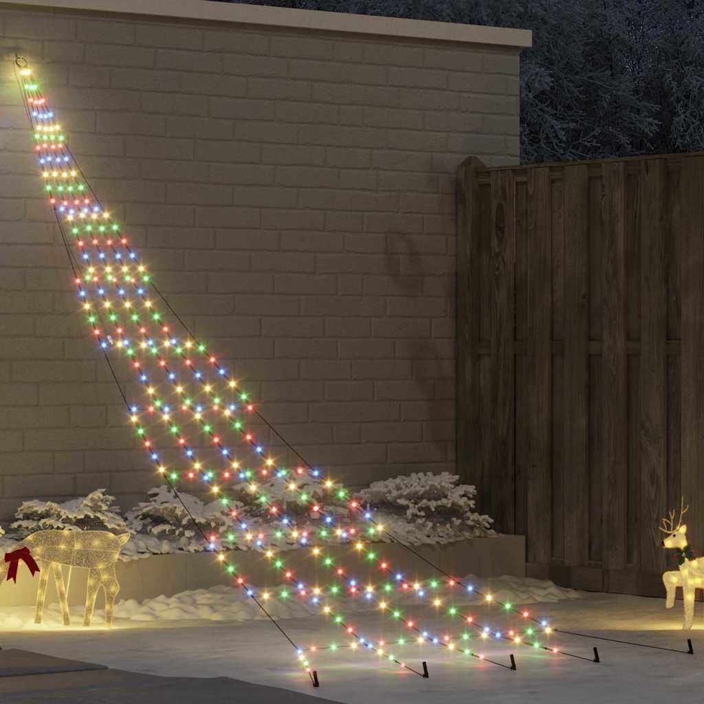 LED Juletræ med jordsøjler med jordspyd Flerfarvet 511 cm Metal