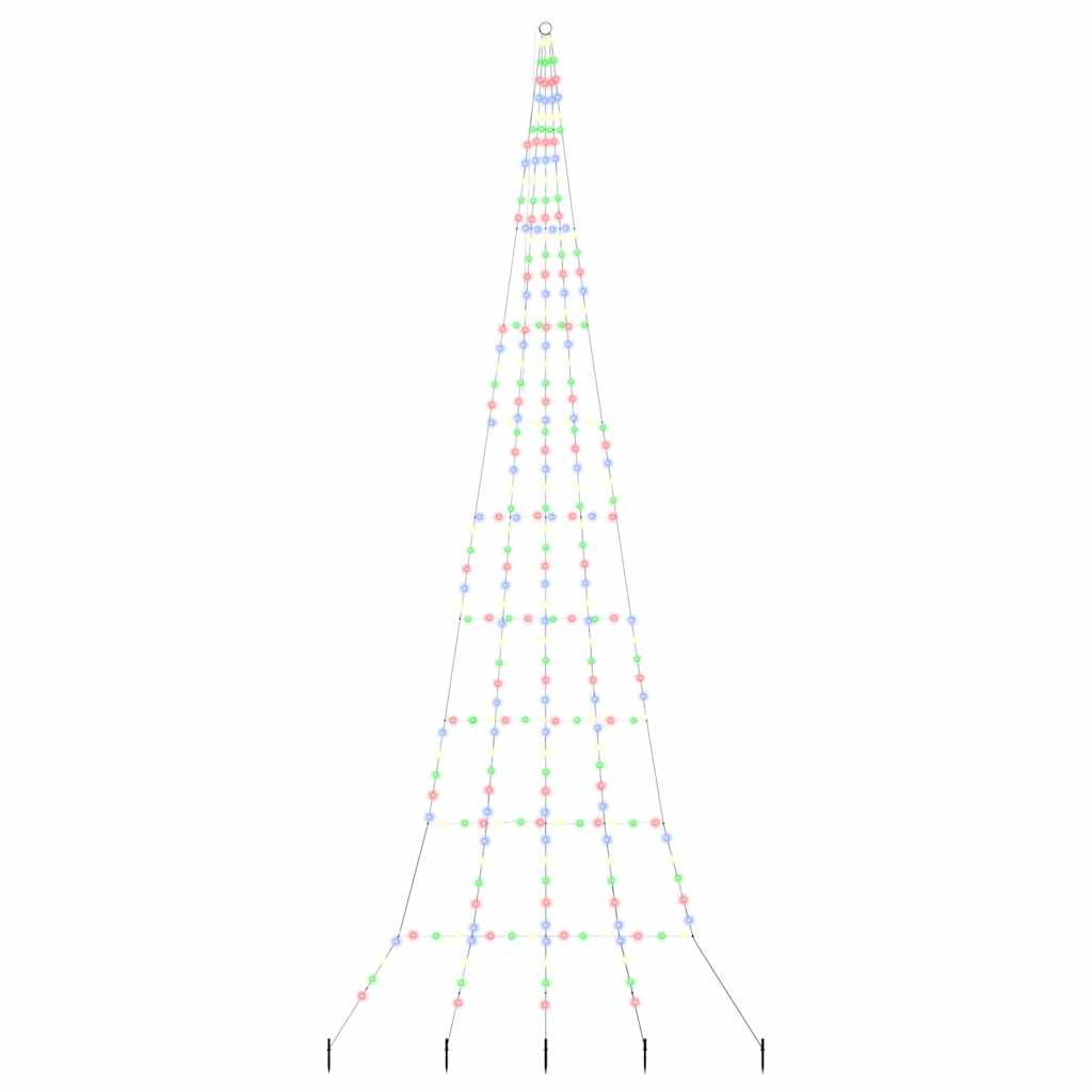 LED Juletræ med jordsøjler med jordspyd Flerfarvet 511 cm Metal
