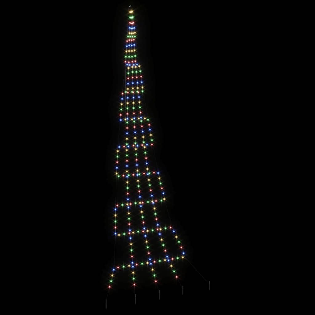 LED Juletræ med jordsøjler med jordspyd Flerfarvet 511 cm Metal