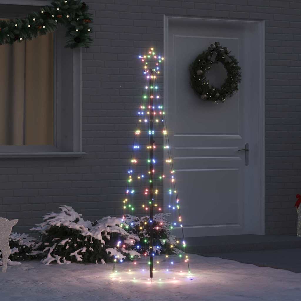 LED Juletræ med jordsøjler med jordspyd Flerfarvet 250 cm Jern