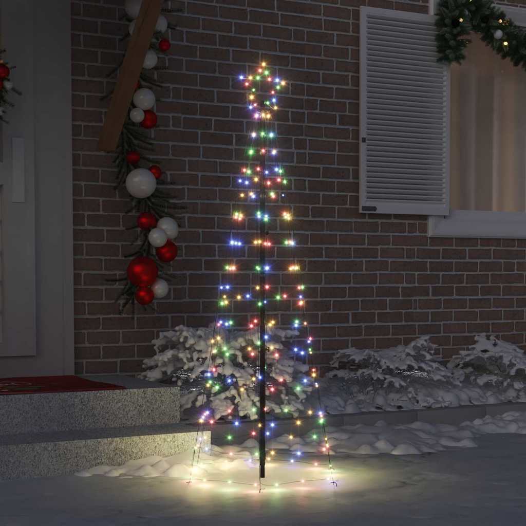 LED Juletræ med jordsøjler med jordspyd Flerfarvet 250 cm Jern