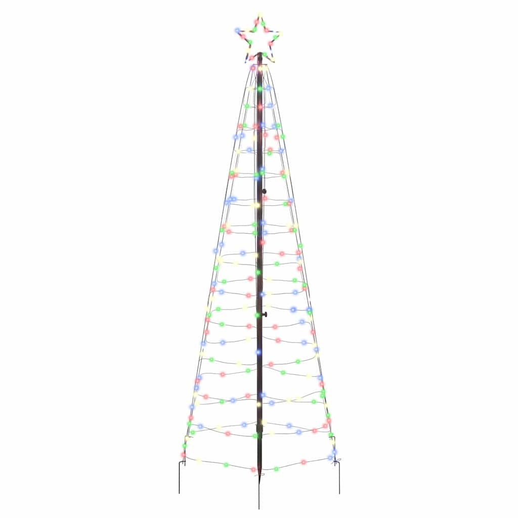 LED Juletræ med jordsøjler med jordspyd Flerfarvet 250 cm Jern