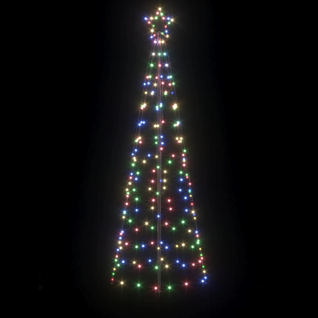 LED Juletræ med jordsøjler med jordspyd Flerfarvet 250 cm Jern