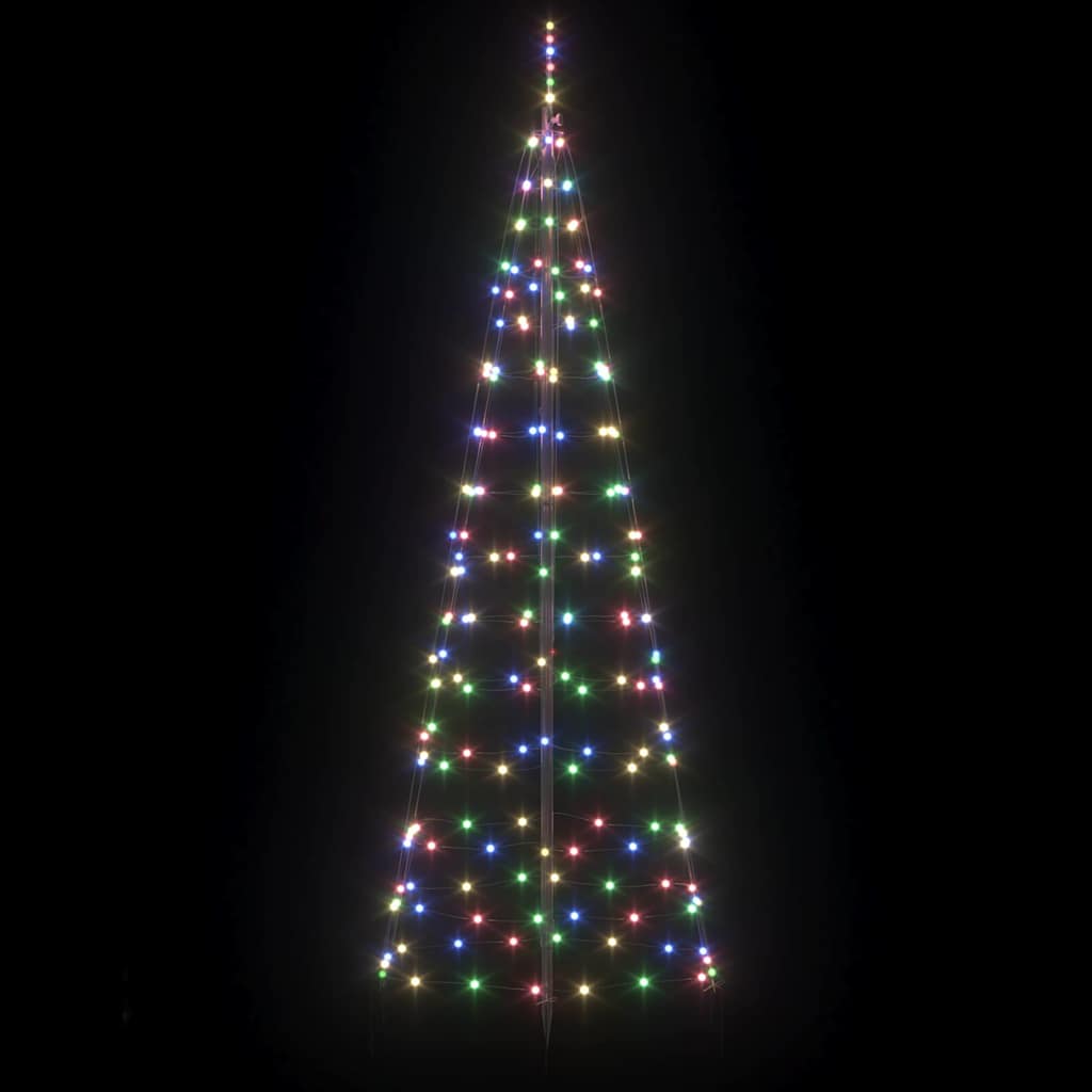 LED Juletræ med jordsøjler med jordspyd Flerfarvet 250 cm Jern